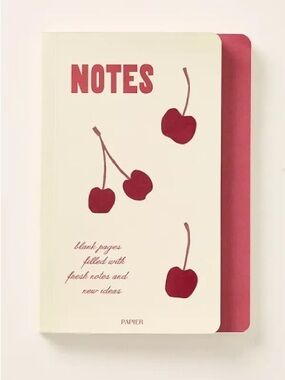 Papier x Anthropologie Harlequin Stepped Journal Cherries Cherry NEW